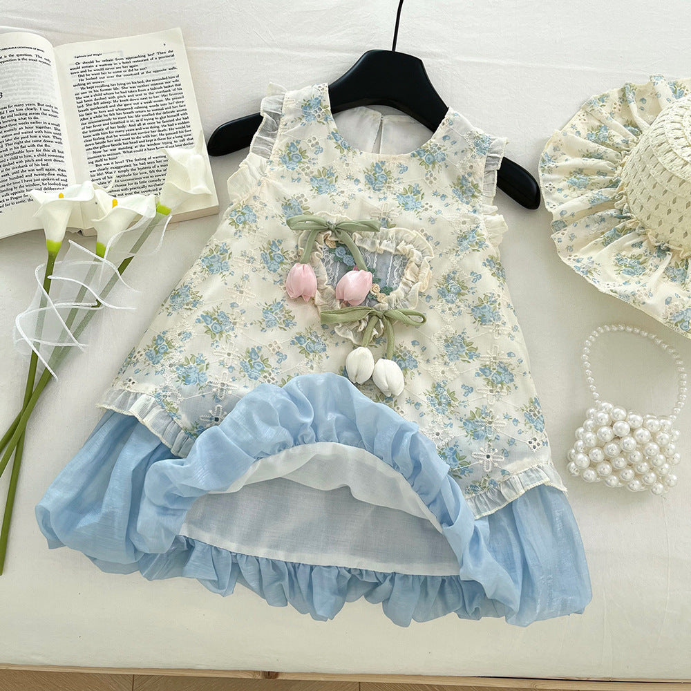Girls Summer Vacation Dress Girls Floral Holiday Dress