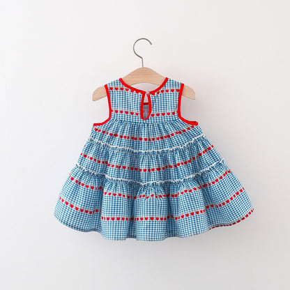 Girls Summer Plaid Dress Girls Vacation Dress