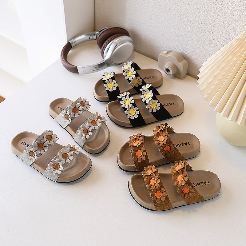 Girls New Summer Daisy Slippers
