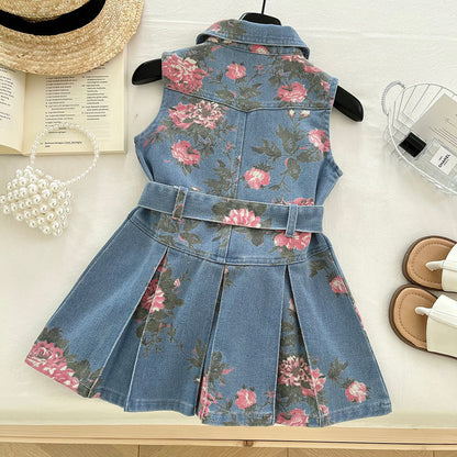 Girls Summer Floral Dress Girls Vacation Dress