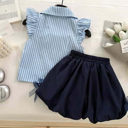 Girls Summer Preppy Outfit Girls Back to School Two-piece Set