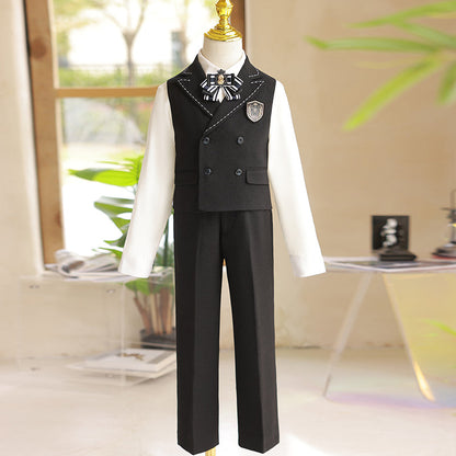 Boys Summer Wedding Birthday Vest Suit Set