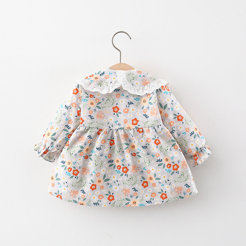Baby Cute Floral Dress Girls Autumn School Dress