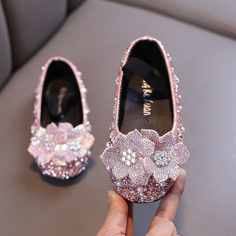 New Baby Princess Rhinestone Leather Shoes