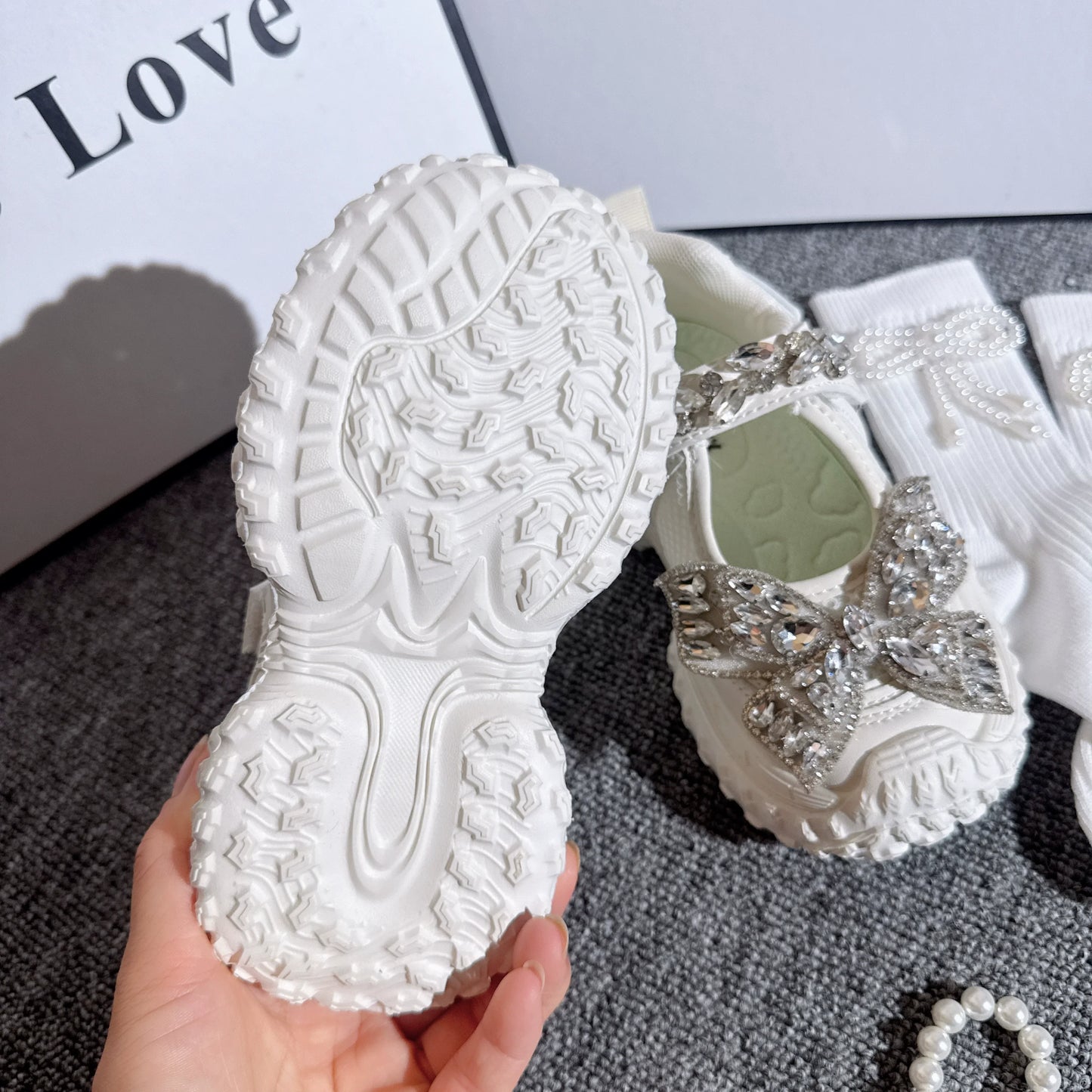 Autumn New Girls Sports Rhinestone Breathable Princess Shoes