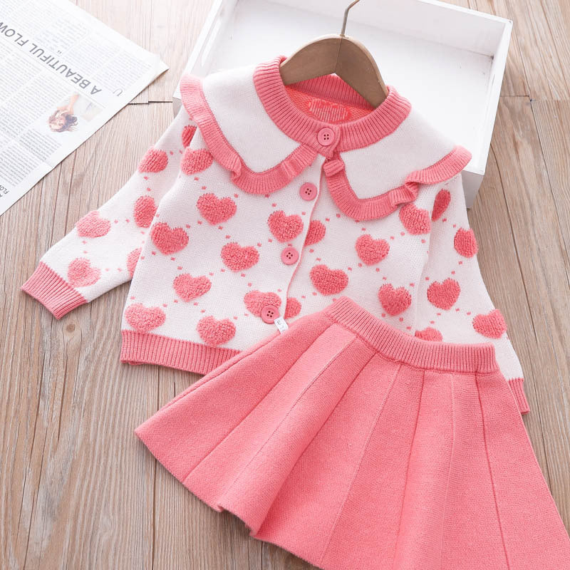 Girls Autumn Elegant School Outfit Girls Princess Outfit Two-piece Dress
