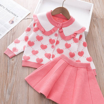 Girls Autumn Elegant School Outfit Girls Princess Outfit Two-piece Dress