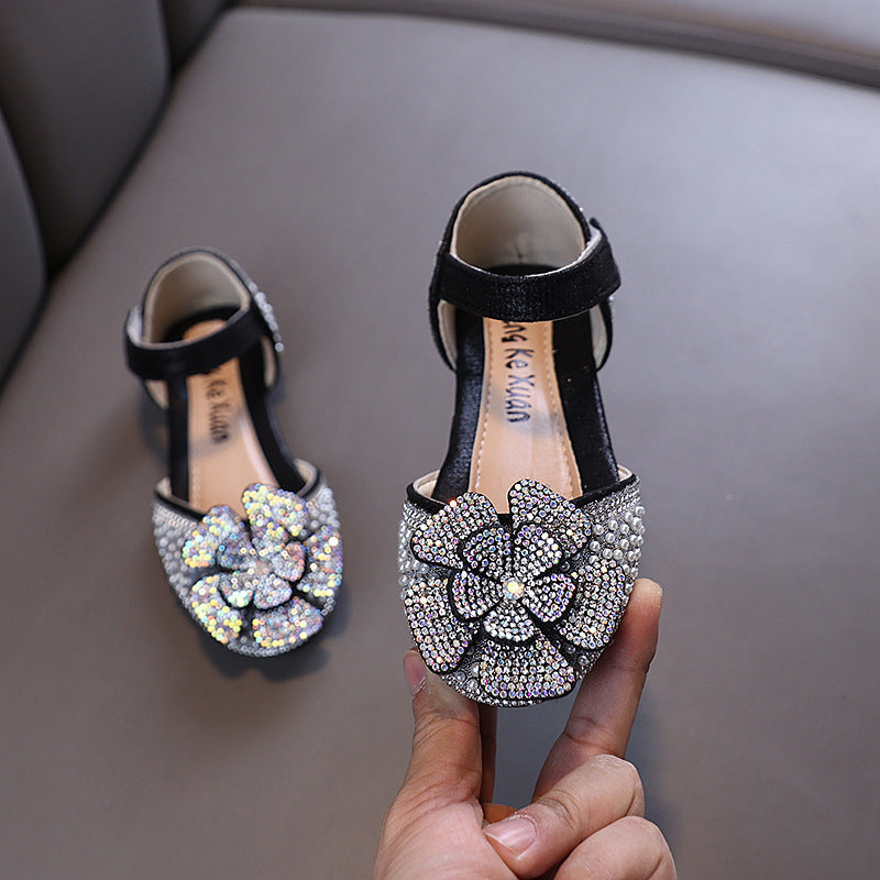 Girls New Princess Rhinestone Leather Shoes