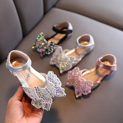 Girls Dance Shoes Princess Pearl Leather Shoes
