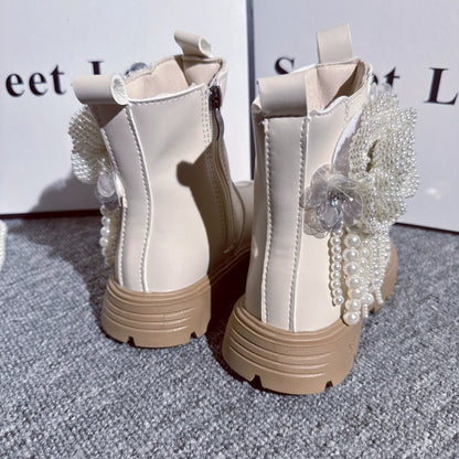 Girls' New Princess Pearl Tassel Martin Boots