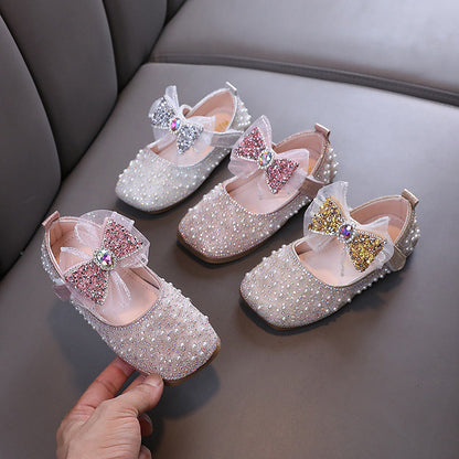 Cute Baby Girls Princess Rhinestone Leather Shoes