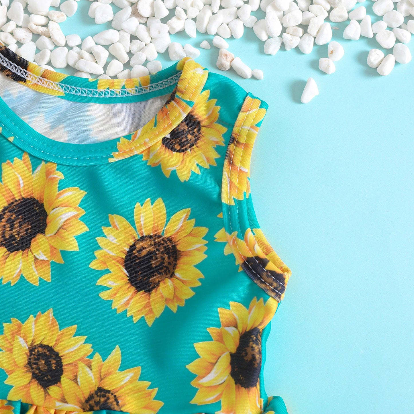 Baby Girls Sunflower Print Ruffled Swimsuit