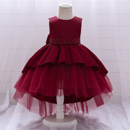Baby Girl Princess Dress Elegant Bow Knot Trailing Girl Dress Birthday Party Dress
