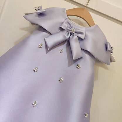 Cute Baby Girl Pearl Bow-knot Birthday Party Princess Dress