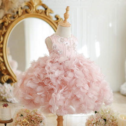 Girls Communion Puffy Dress Children's Birthday Pink Princess Dress