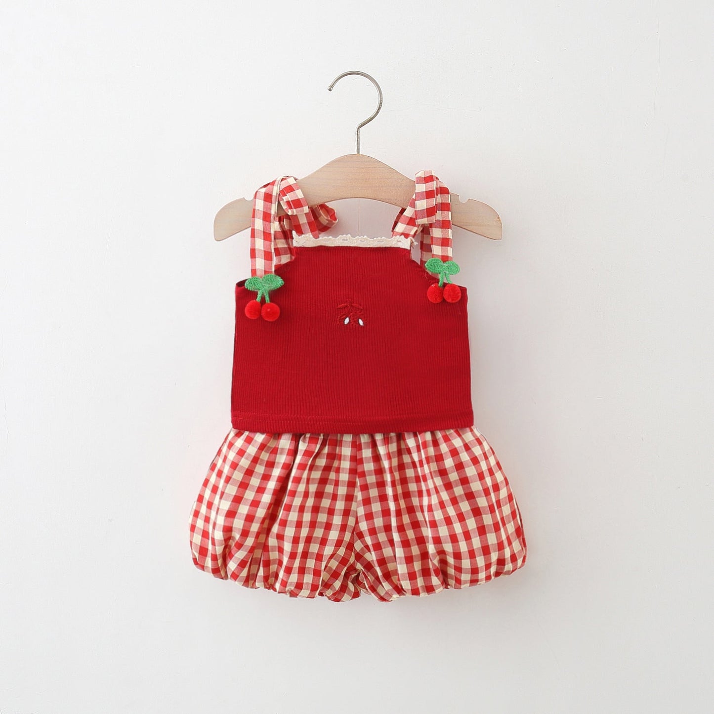Girls Summer Vacation Outfit Girls Plaid School Outfit Two-piece Set