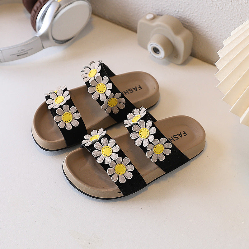 Girls New Summer Daisy Slippers