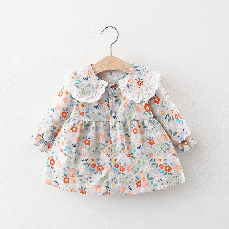 Baby Cute Floral Dress Girls Autumn School Dress