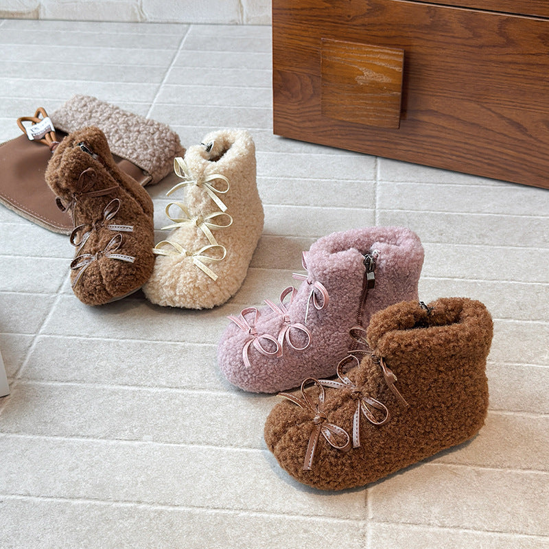 Girls Winter Cute Bows Snow Boots