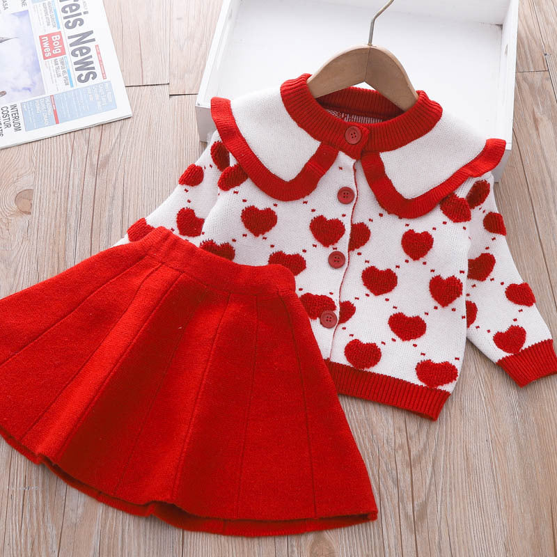 Girls Autumn Elegant School Outfit Girls Princess Outfit Two-piece Dress