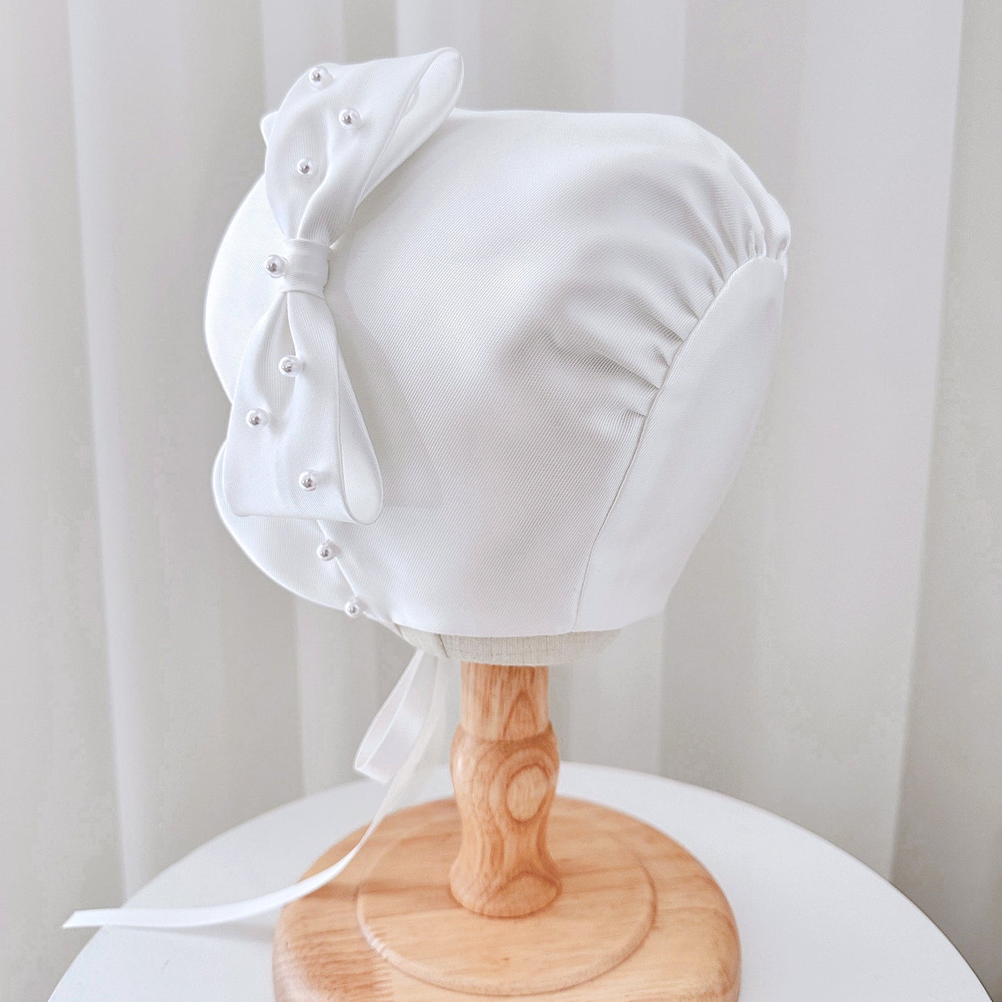 Baby Birthday Hat White Bow Pearl Girls Dress Hat