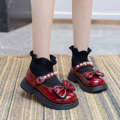 Baby Winter Princess Leather Boots Plus Velvet Red Boots