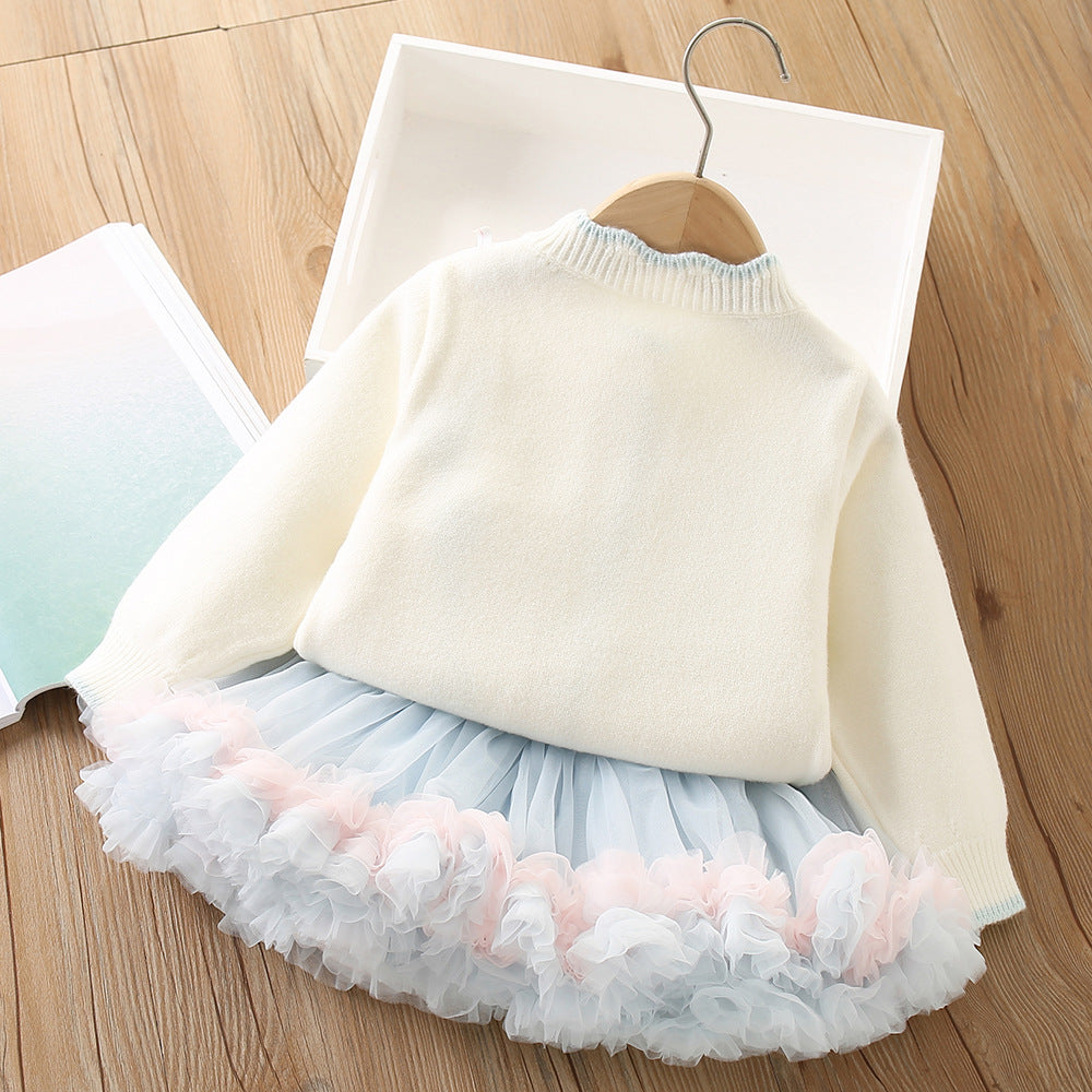 Girls Elegant School Outfit Girls Cute Birthday Outfit Two-piece Set