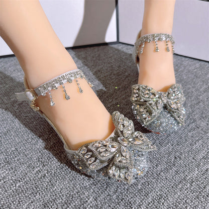 Girls Summer Rhinestone Bow Princess Shoes Flower Girl Shoes