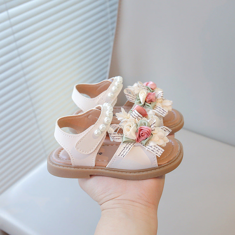 Girls' Flower Bow Soft-Soled Beach Shoes