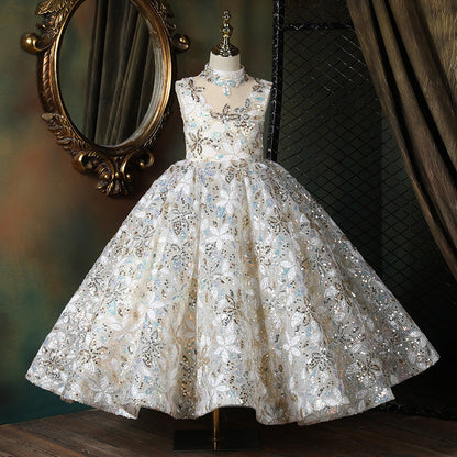 Cute  Baby Girl Sequins Pageant Dress Toddler Birthday Party Ball Gown