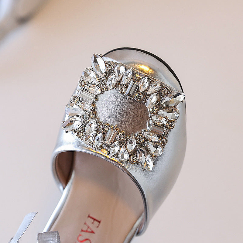 Girls New Summer Rhinestone Princess Leather Shoes