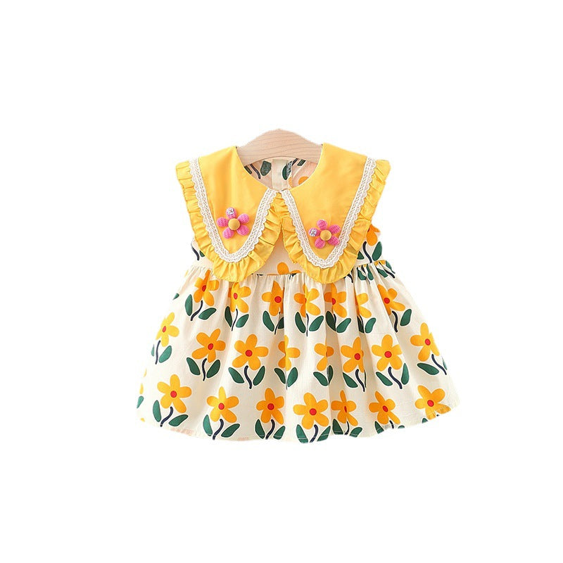Toddler Summer Holiday Dress Girls Floral Vacation Dress
