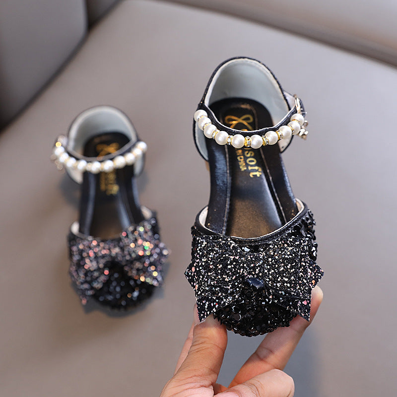 Cute Girls Bow Tie Beauty Pageant Sequins Princess Shoes