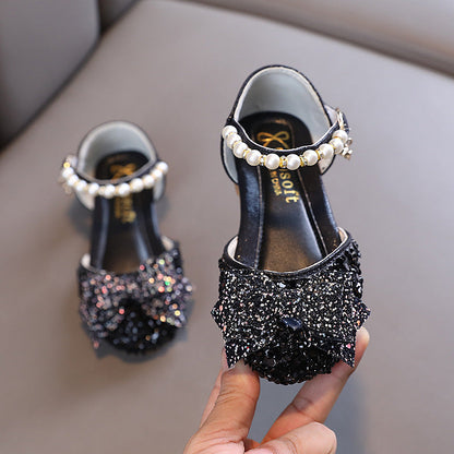 Cute Girls Bow Tie Beauty Pageant Sequins Princess Shoes