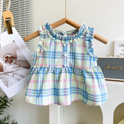 Girls Elegant School Outfit Girls Summer Vacation Outfit Two-piece Set