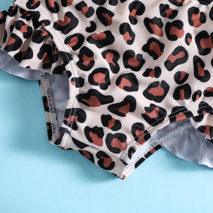 Girls Swimsuit Leopard Print Split Sling Girls Swimsuit Set