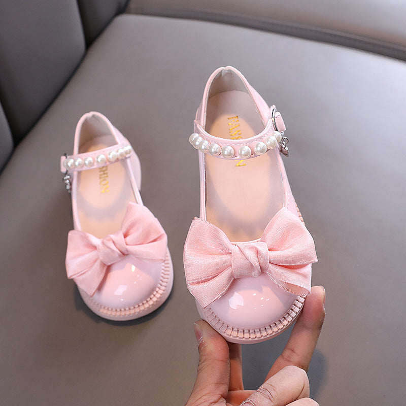 Girls New Cute Pearl Princess Leather Shoes