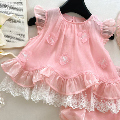 Girls Summer Vacation Outfit Girls Back to School Outfit Two-piece Set