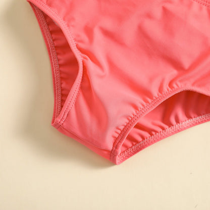 Girls Puff Sleeve Cute High Elastic Swimsuit