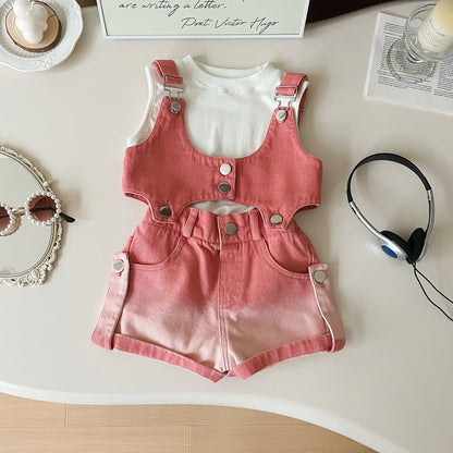 Girls Back to School Outfit Girls Summer Vacation Outfit Three-piece Suit