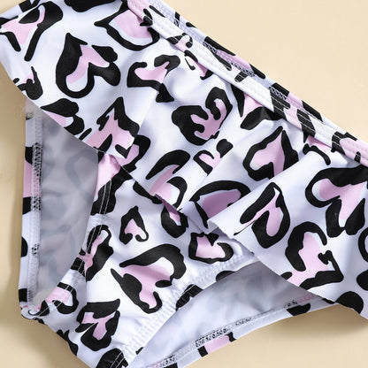 Children's Heart Print Swimsuit Girls Top Shorts Two-piece Set