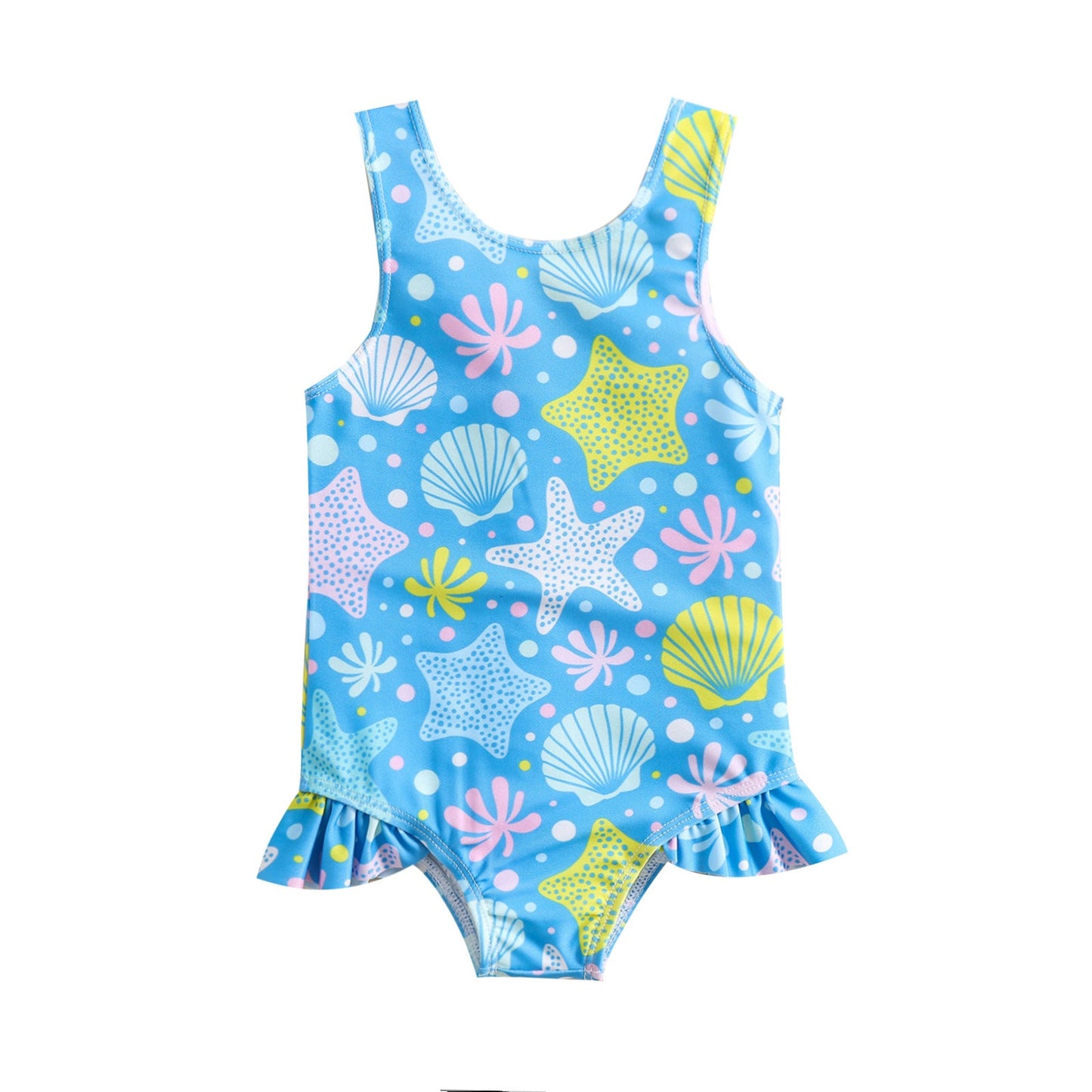 Girls' Swimsuit With Shell Print