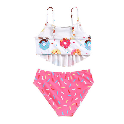 New Children's Cartoon Swimsuit Girls Suspender Swimsuit Two-piece Set