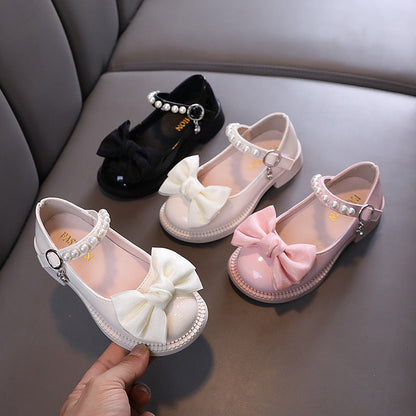 Girls New Cute Pearl Princess Leather Shoes