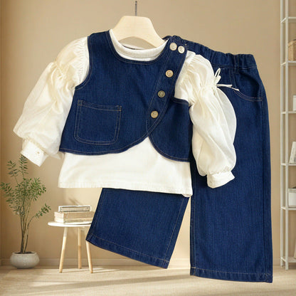 Girls Autumn Elegant Outfit Girls Fall School Outfit Three-piece Set