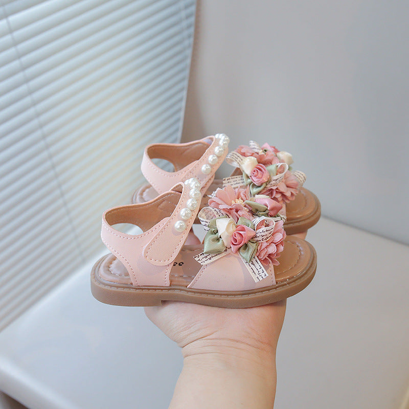 Girls' Flower Bow Soft-Soled Beach Shoes
