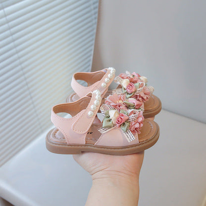 Girls' Flower Bow Soft-Soled Beach Shoes