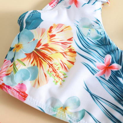 Girls Puff Sleeve Cute High Elastic Swimsuit