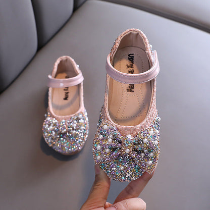 New Girls' Rhinestone Bow Princess Dress