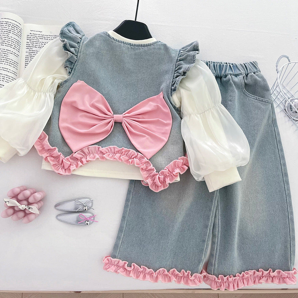 Girls Autumn Comfortable Outfit Girls Fall Elegant Outfit Three-Piece Set